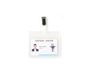 Kit badge visiteur, PVC, avec clips et inserts