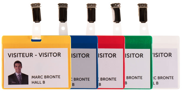 Kit badge visiteur, PVC, avec clips et inserts