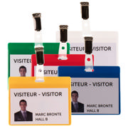 Kit badge visiteur, PVC, avec clips et inserts