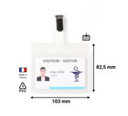 Kit badge visiteur, PVC, avec clips et inserts